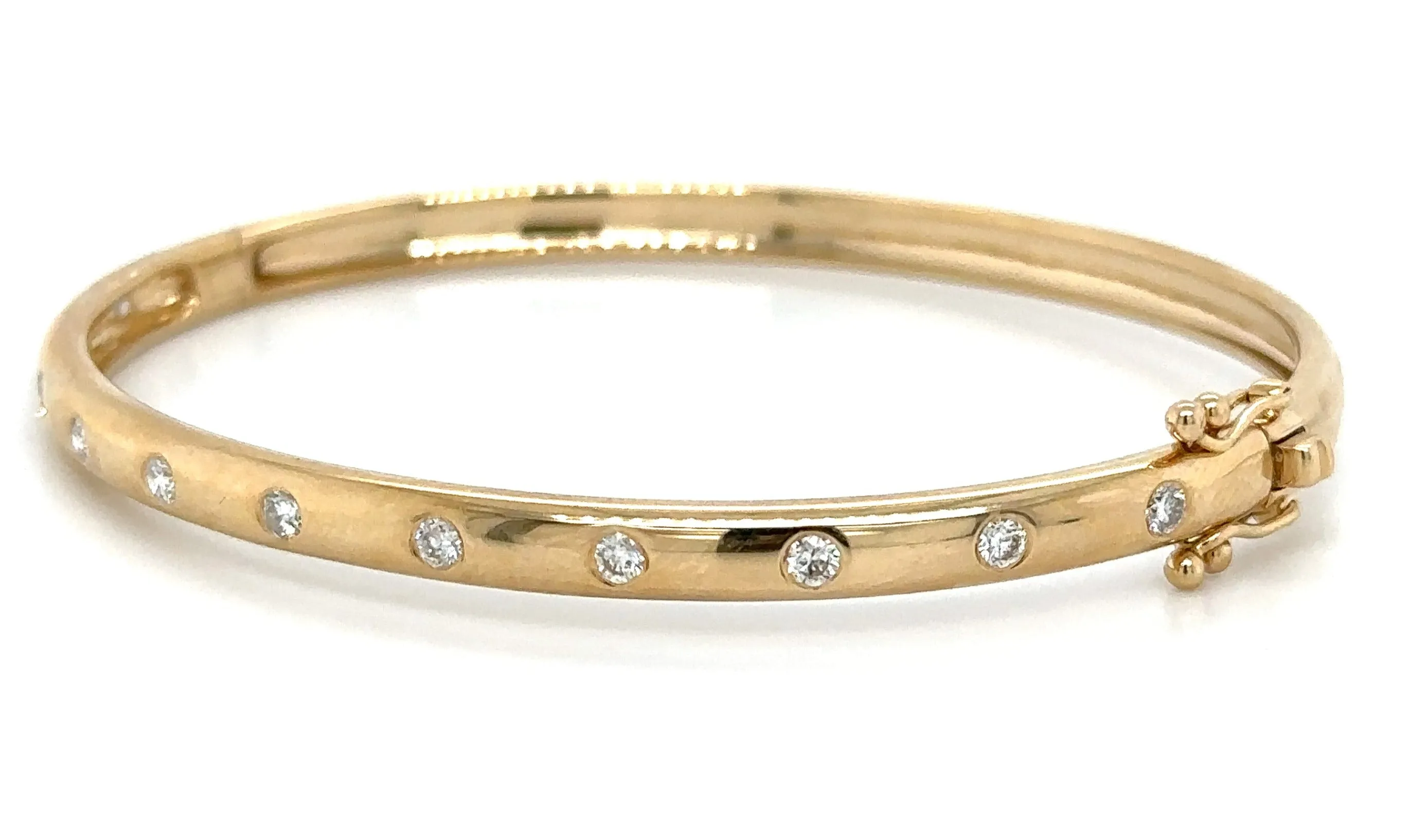0.44ct tw Burnish Set Diamond Station Bangle Bracelet
