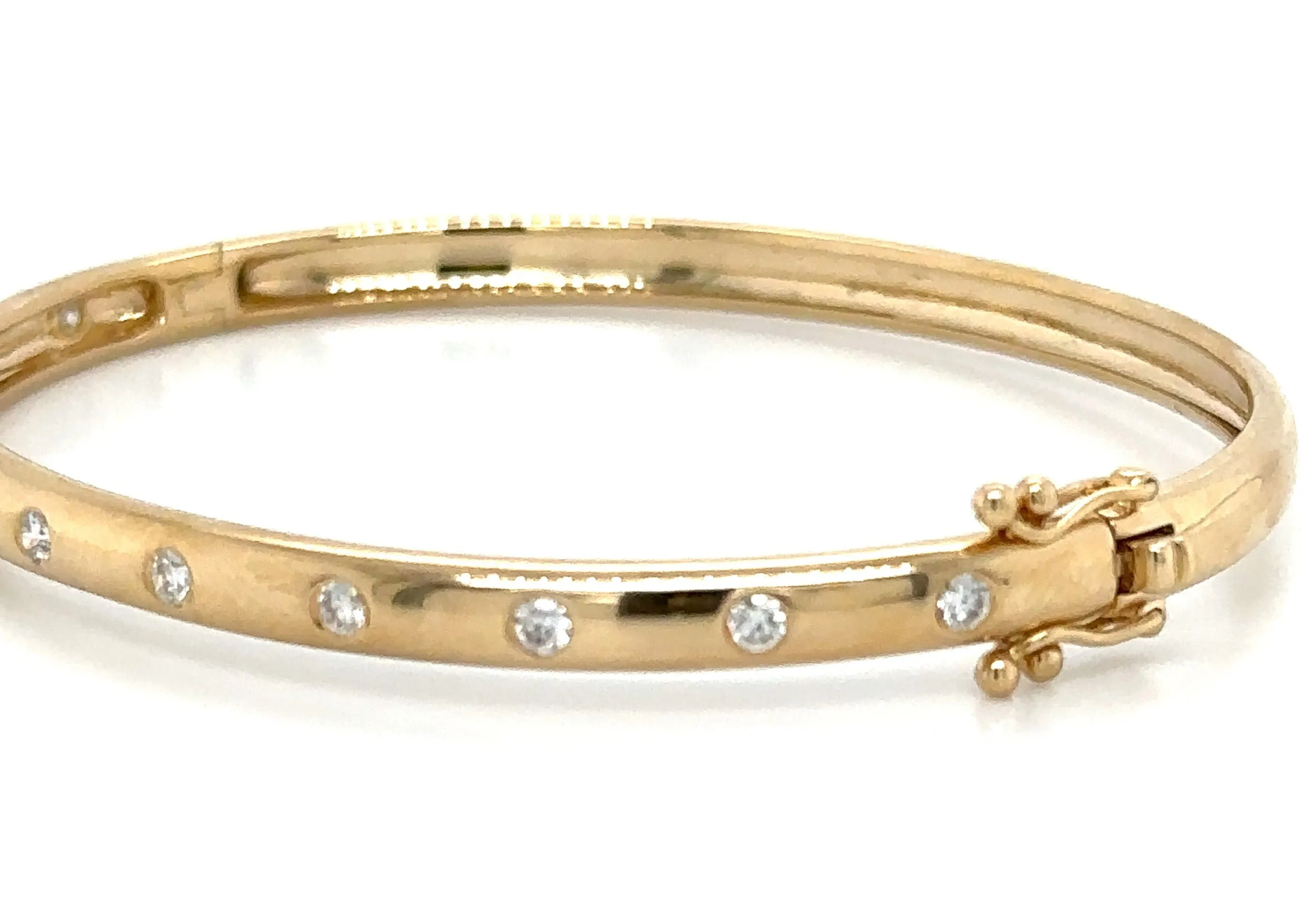 0.44ct tw Burnish Set Diamond Station Bangle Bracelet