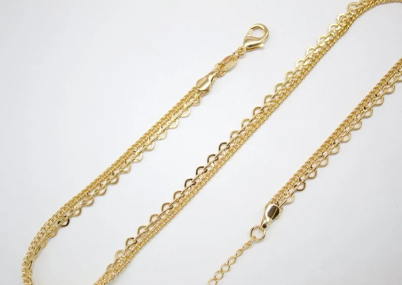 18K Gold Filled Designed Curb Choker Chain (G32)