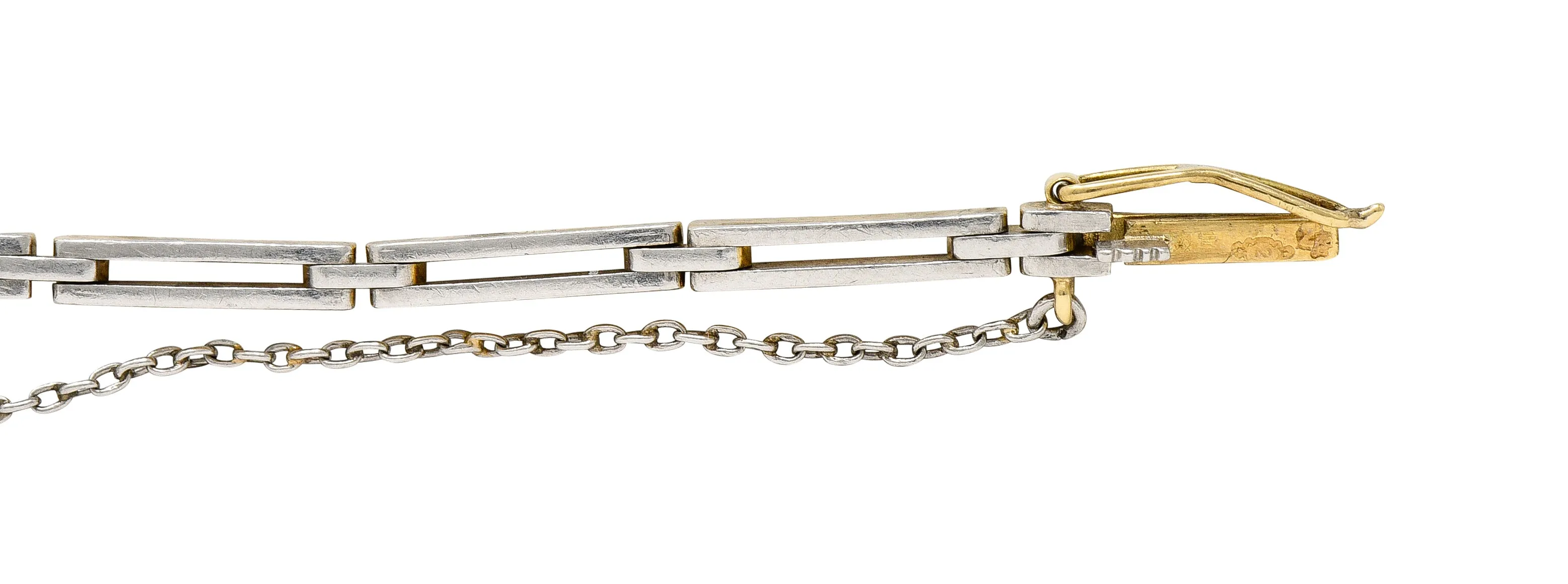 Art Deco 4.22 CTW Emerald Diamond Platinum-Topped 18 Karat Yellow Gold Vintage Link Bracelet