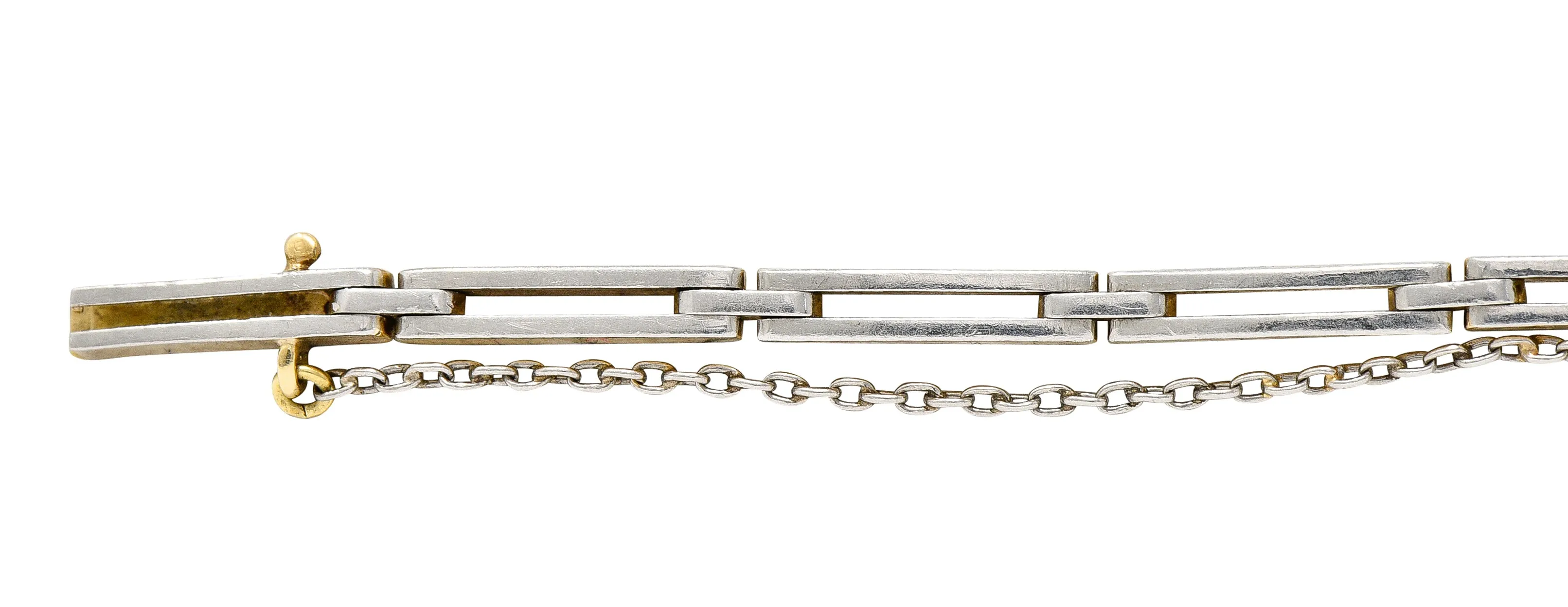 Art Deco 4.22 CTW Emerald Diamond Platinum-Topped 18 Karat Yellow Gold Vintage Link Bracelet