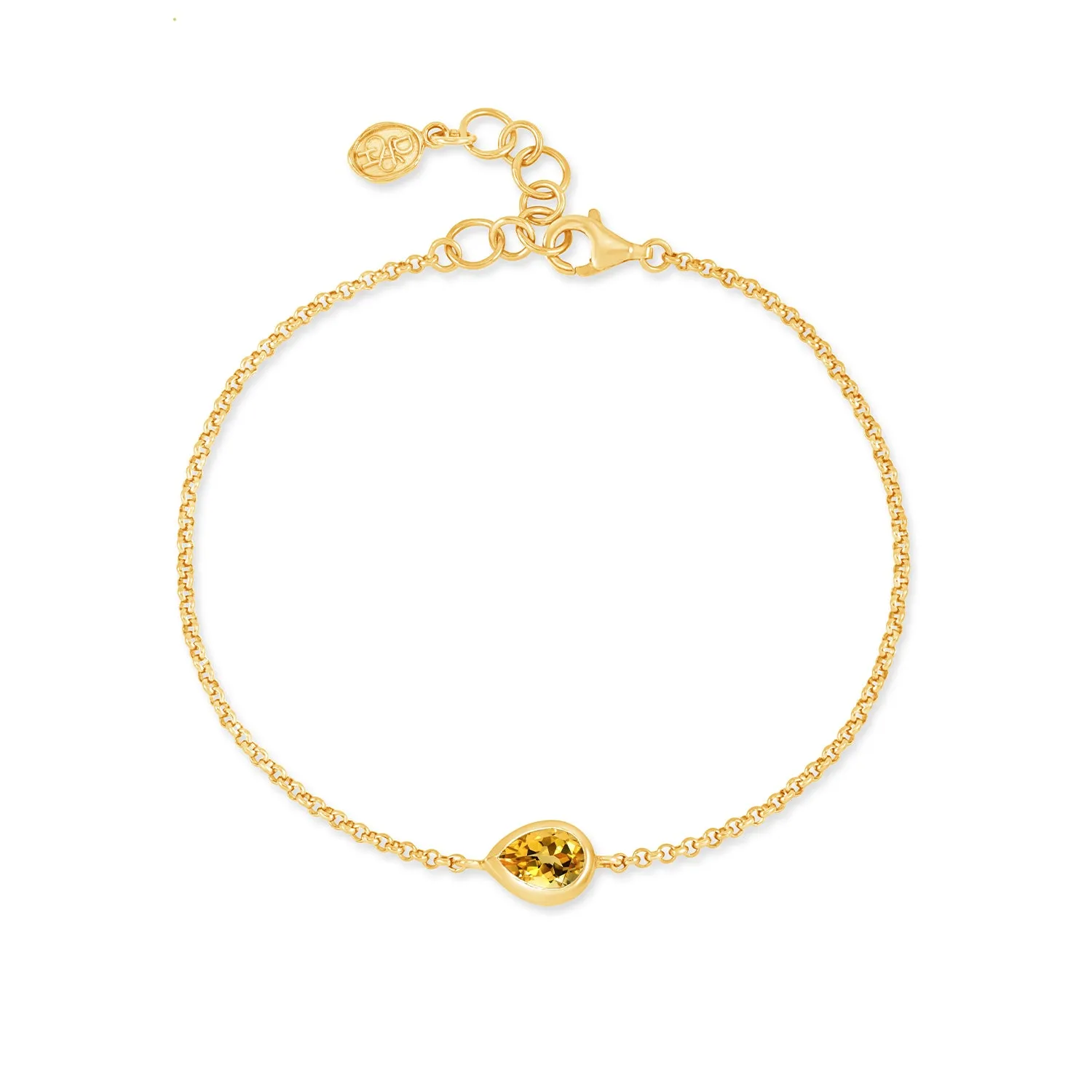 Citrine Pear Chain Bracelet