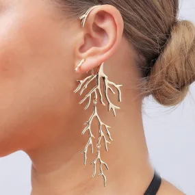 Coral Asymmetric Chain Set Earrings