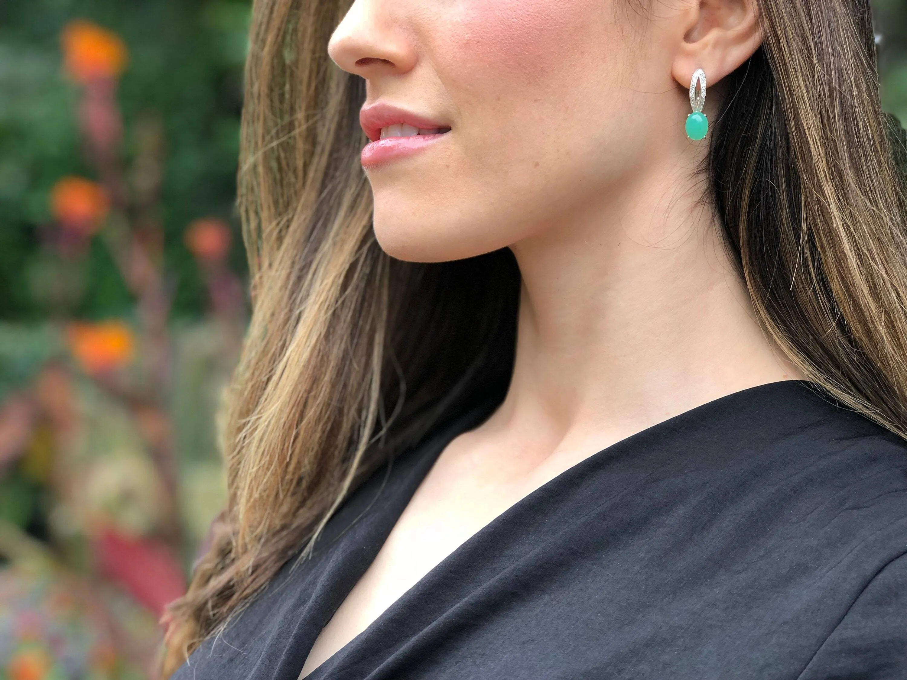 Coral Earrings - Red Oval Earrings - Vintage Drop Earrings