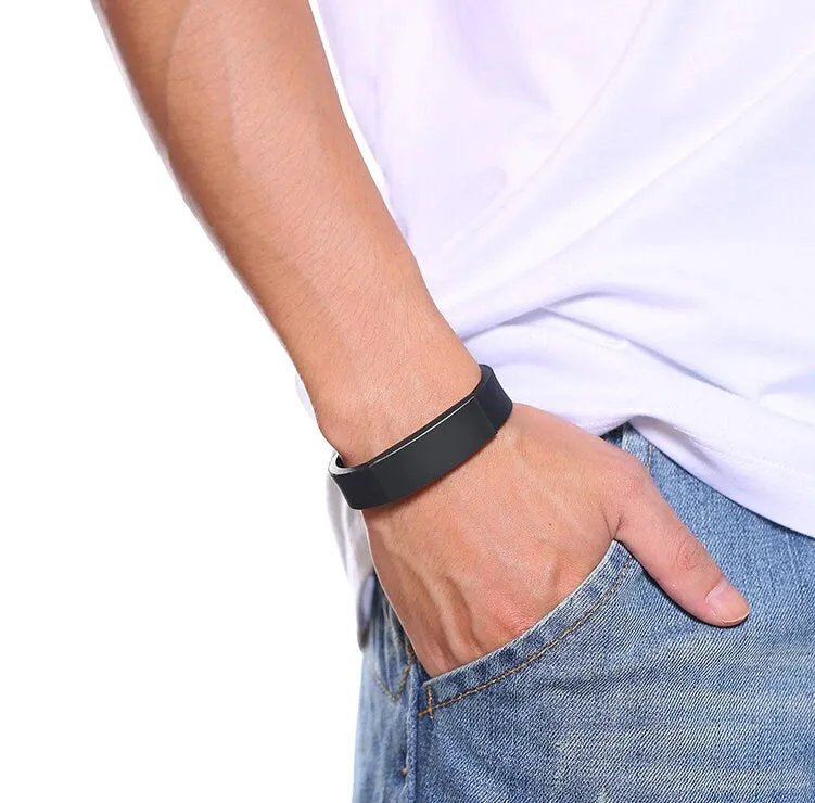Custom Mens Bracelet - Black Personalized Bracelet for Men - Gift for Him Dad Husband Boyfriend Fathers Day Christmas Birthday - ID Bracelet