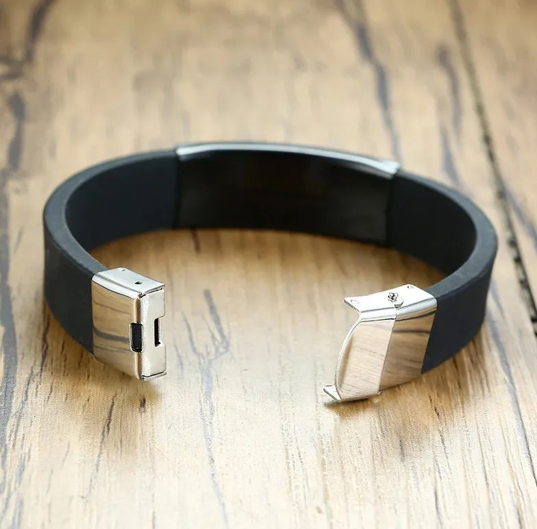 Custom Mens Bracelet - Black Personalized Bracelet for Men - Gift for Him Dad Husband Boyfriend Fathers Day Christmas Birthday - ID Bracelet
