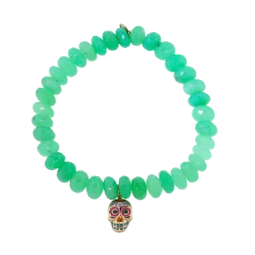 Day Of The Dead Skull Chrysoprase Beaded Bracelet
