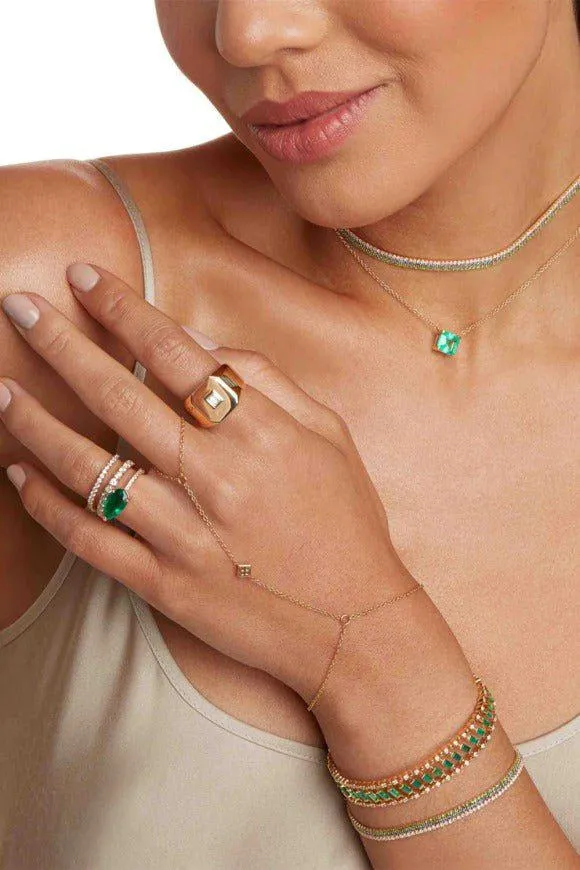 Diamond Emerald Dot Dash Bracelet