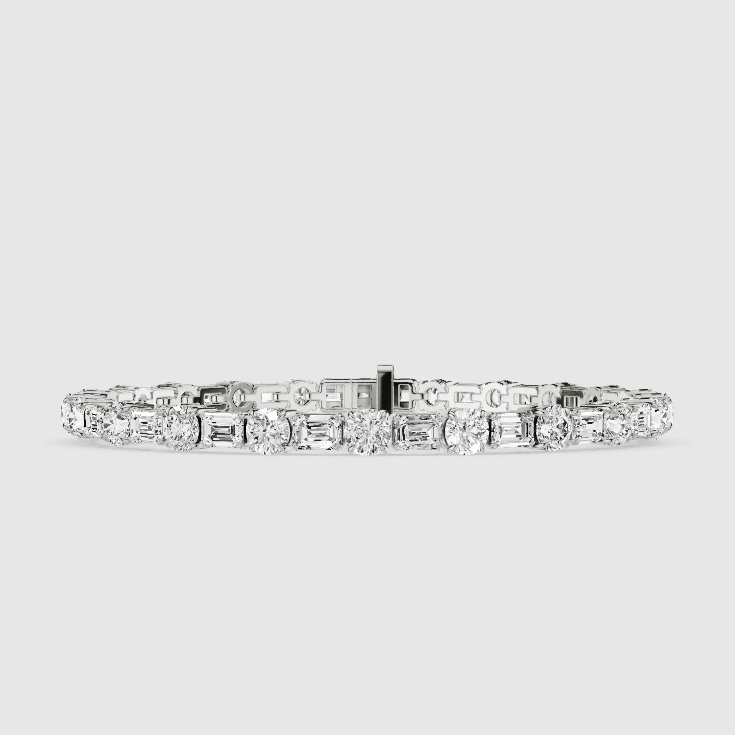 East West Tennis Bracelet Emerald Cut & Round-Multi Stone