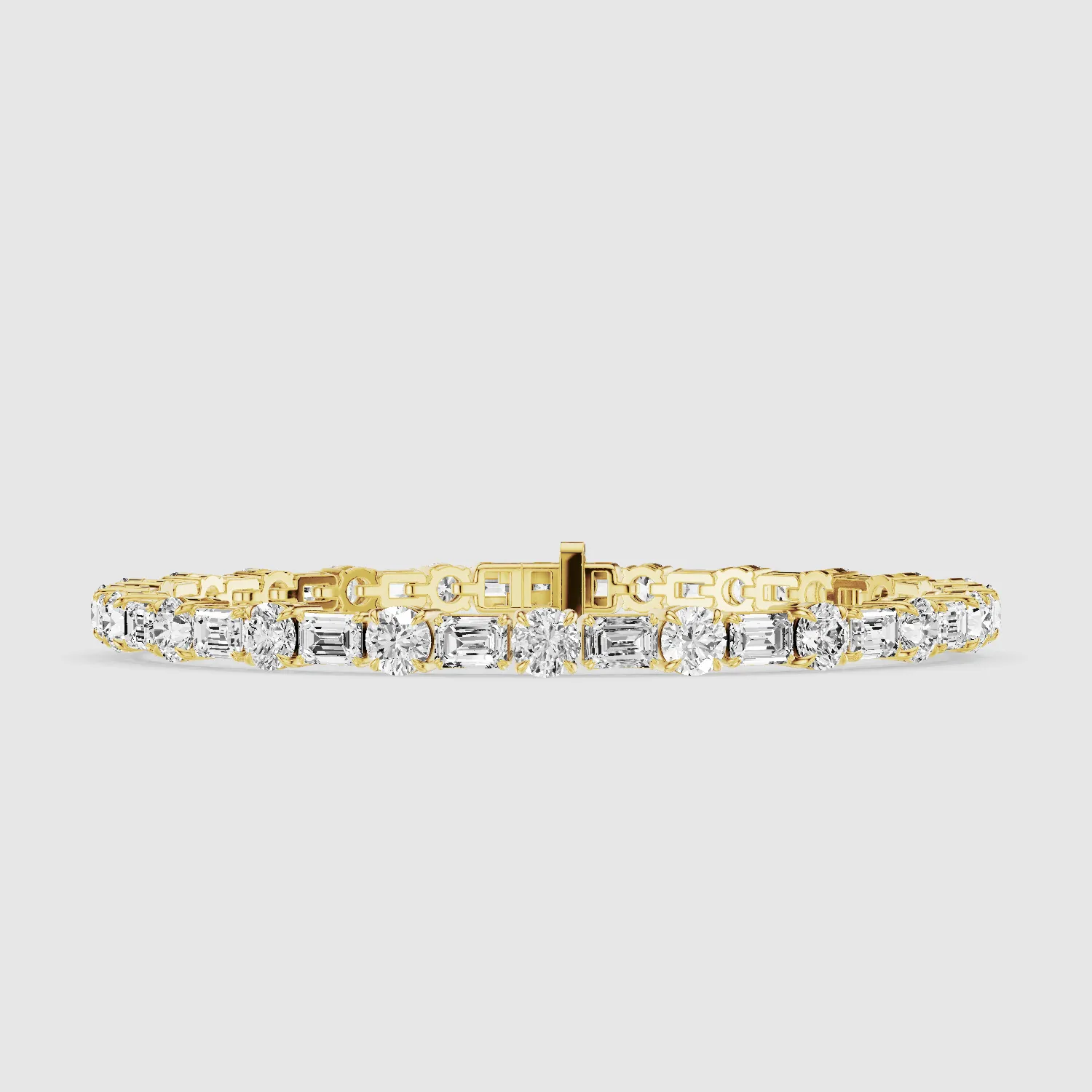East West Tennis Bracelet Emerald Cut & Round-Multi Stone