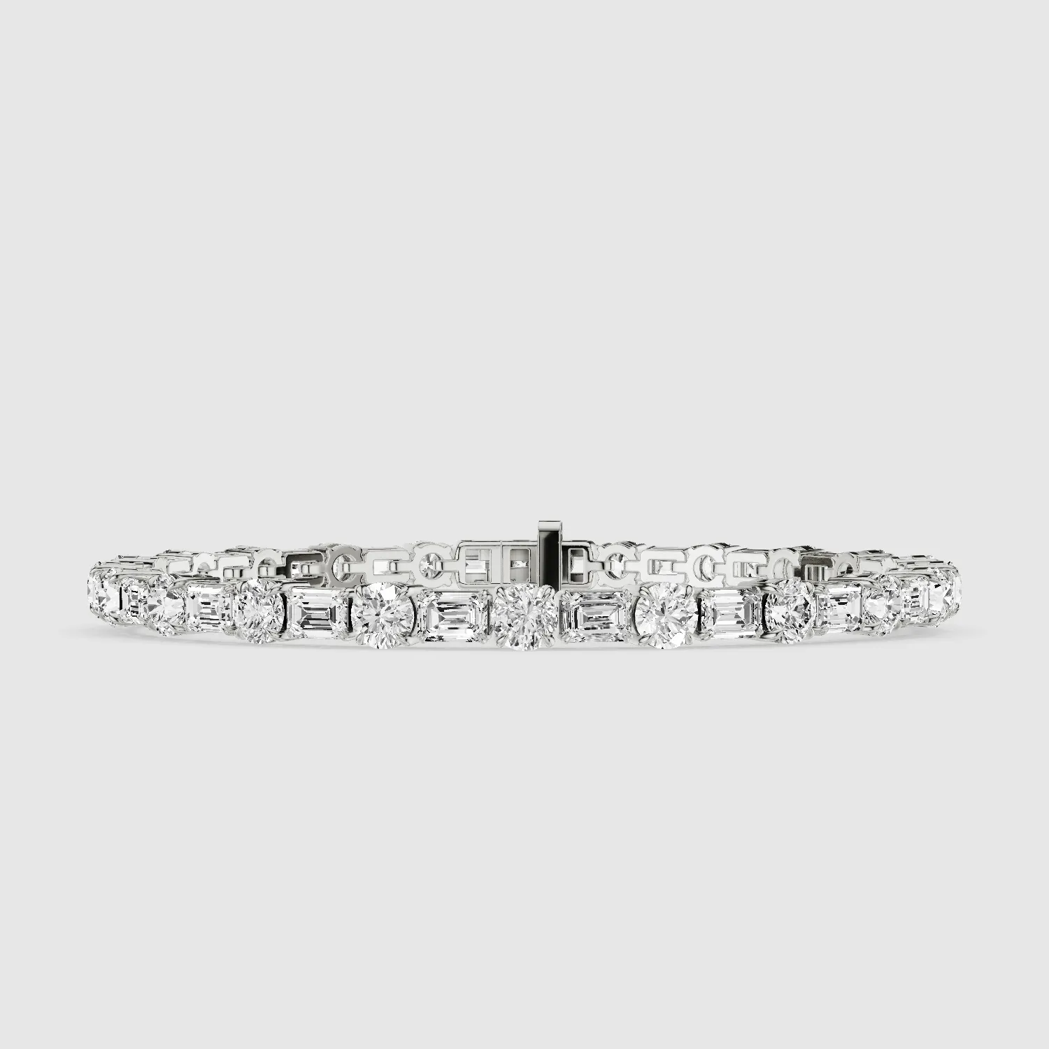 East West Tennis Bracelet Emerald Cut & Round-Multi Stone