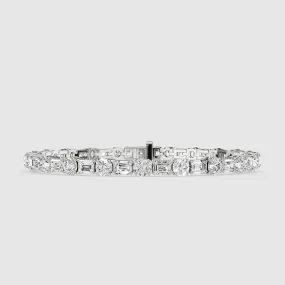 East West Tennis Bracelet Emerald Cut & Round-Multi Stone