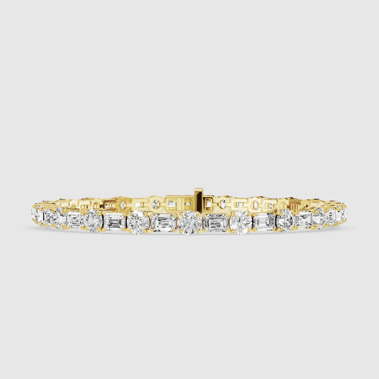 East West Tennis Bracelet Emerald Cut & Round-Multi Stone