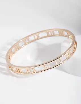Gold Roman Numeral Bangle