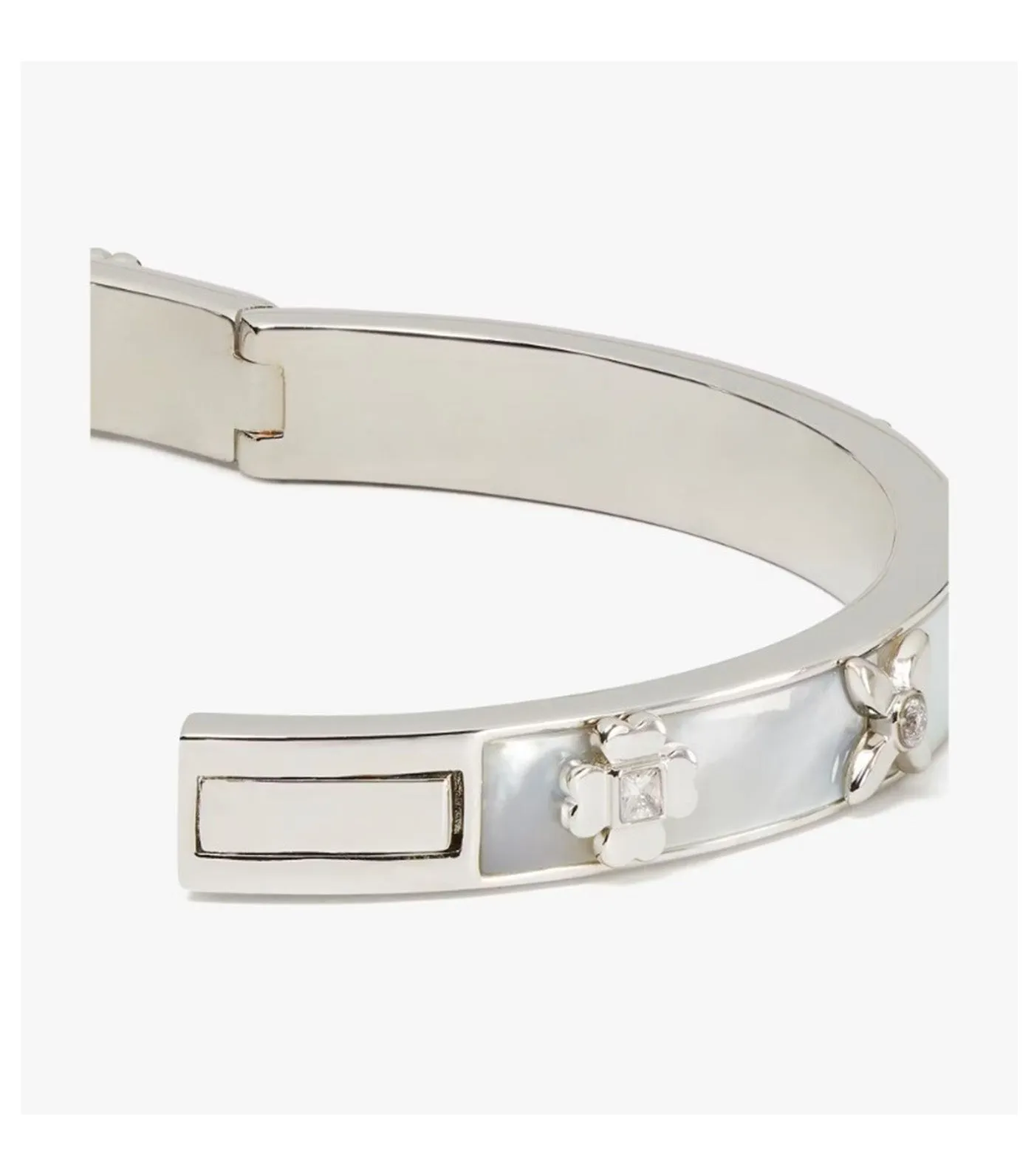 Heritage Bloom Hinged Bangle Cream/Silver