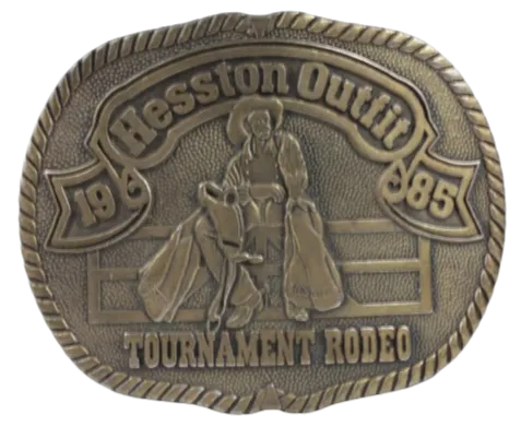 Hesston Outfit 1985 Tournament Rodeo Belt Buckle