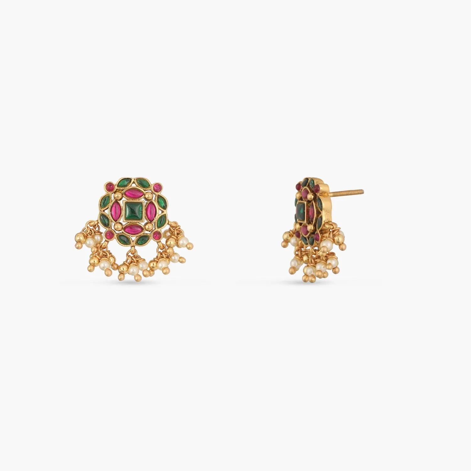 Jamini Kempu Jadau Silver Earrings