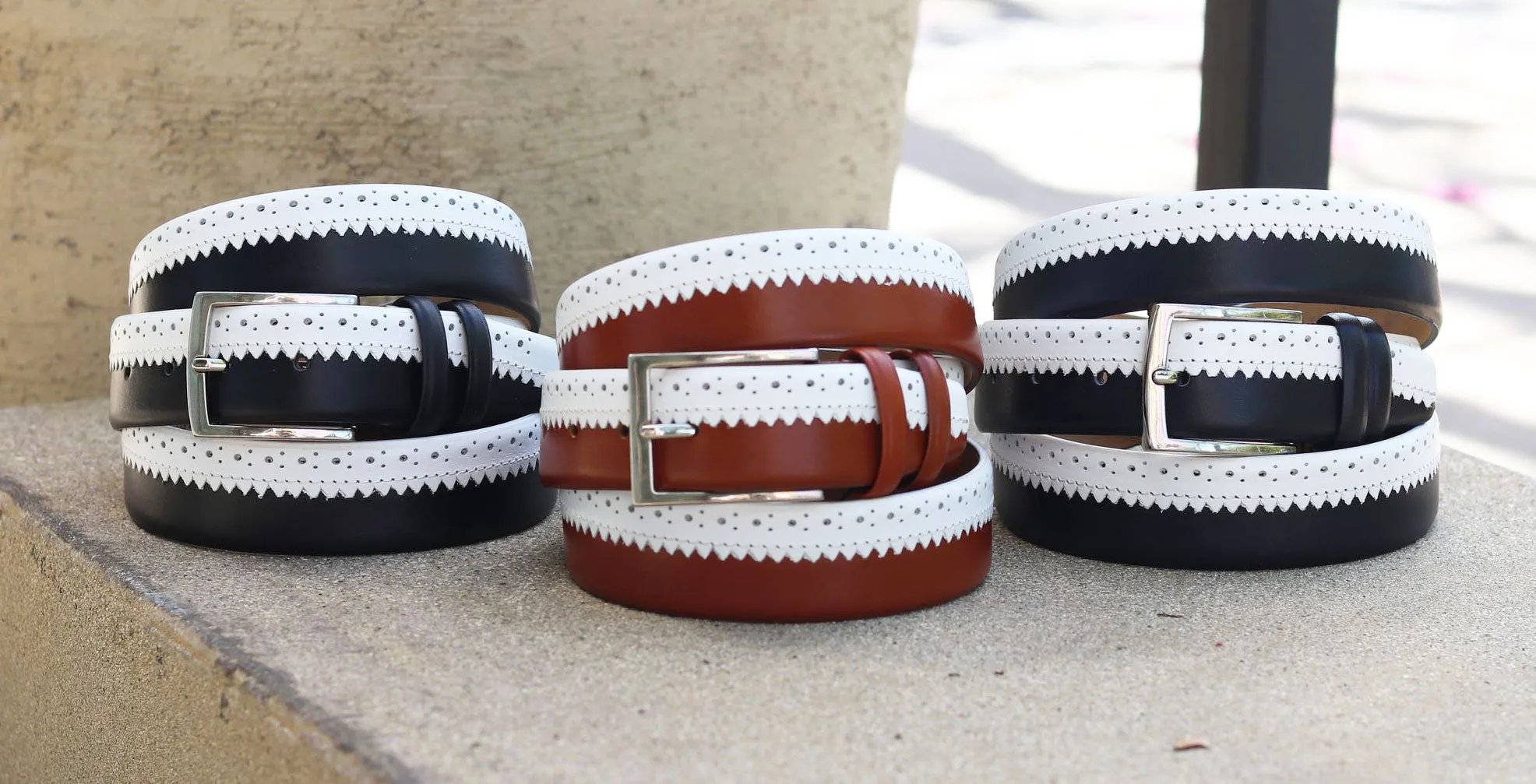 Maurice Two-Tone Leather Belt 3-Dark-Navy/White
