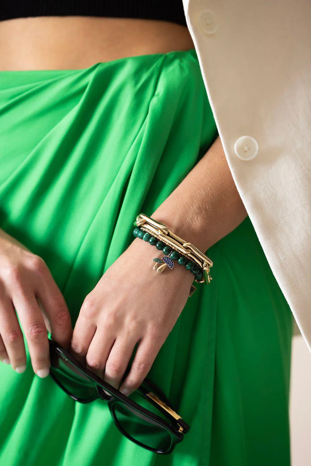 Mushroom Malachite Charm Bracelet