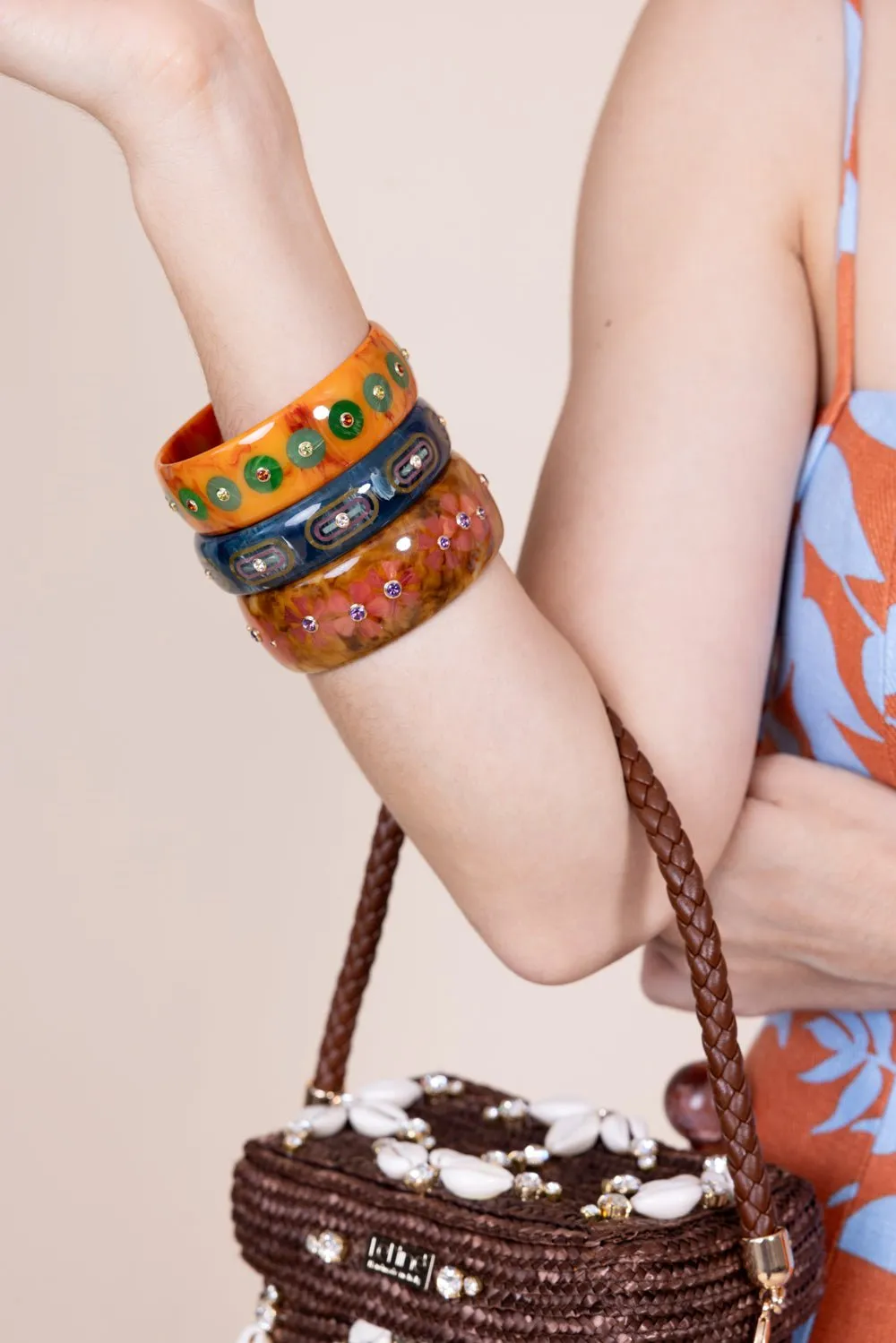 Peridot Citrine Orange Bakelite Bangle