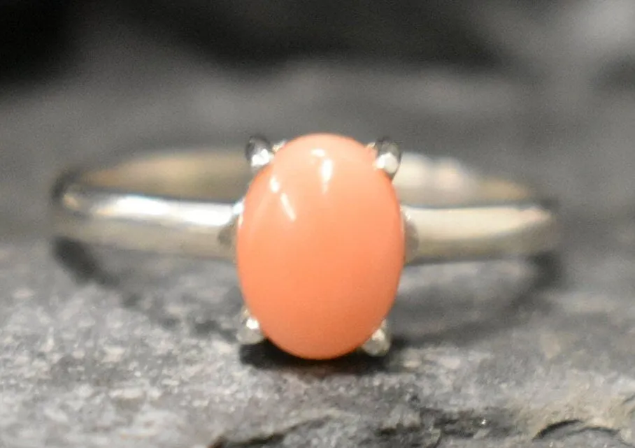 Pink Coral Ring - Angel Skin Coral Ring - Vintage Promise Ring