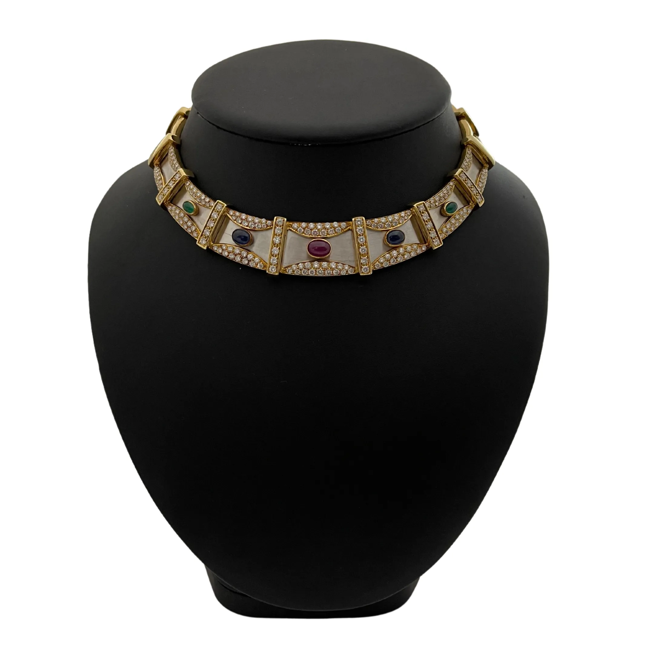 Precious Gem 18K Yellow and White Gold Collar Necklace