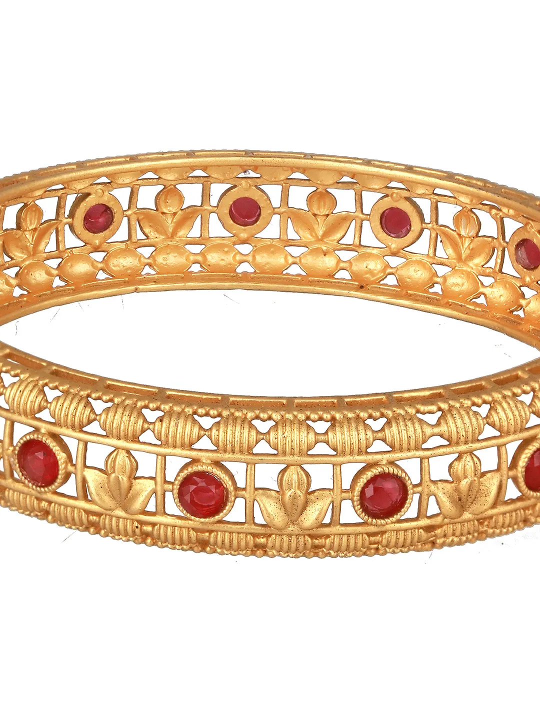 Set Of 2 Gold-Plated Stone-Studded Bangles