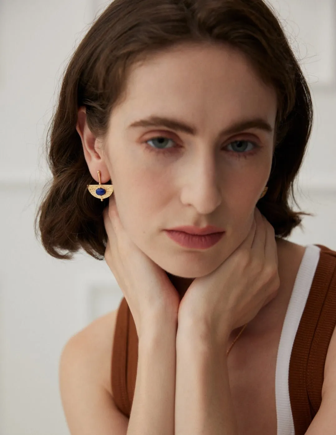 Sterling Silver Scalloped Lapis Earrings