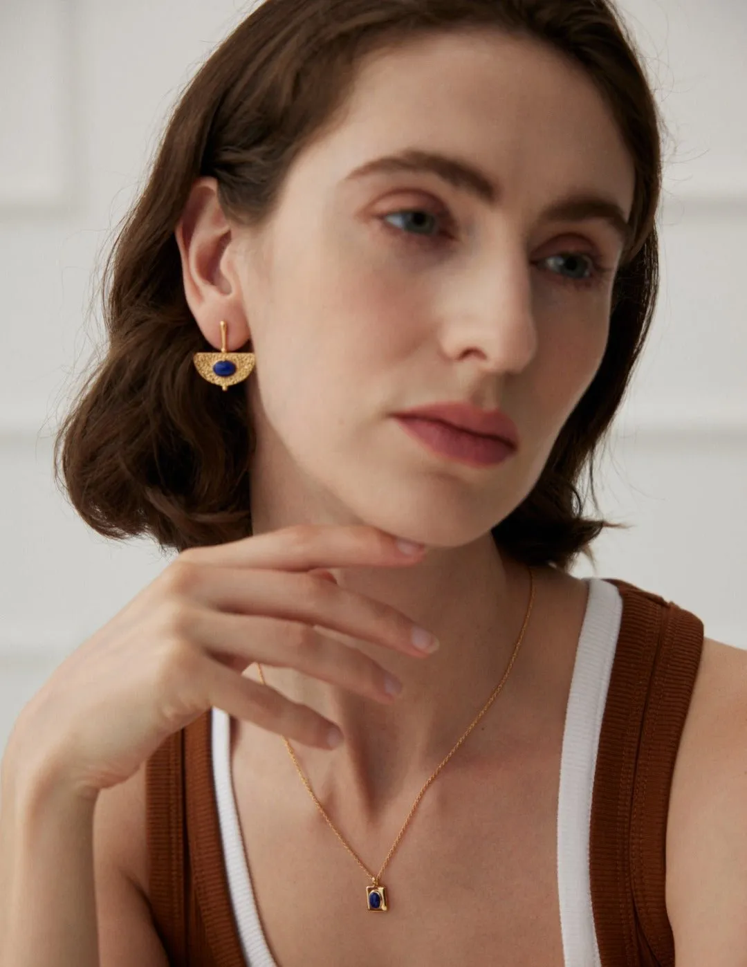 Sterling Silver Scalloped Lapis Earrings
