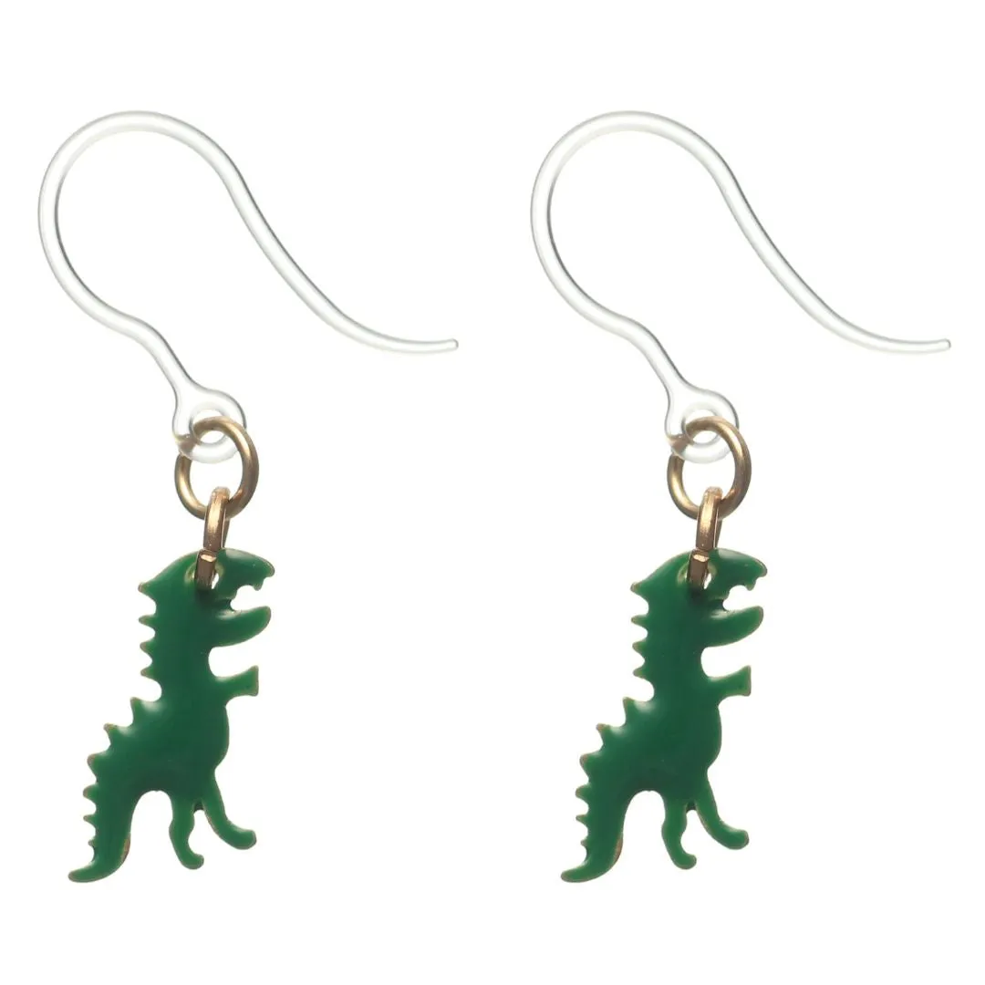Tiny T-Rex Dangles Hypoallergenic Earrings for Sensitive Ears Made with Plastic Posts