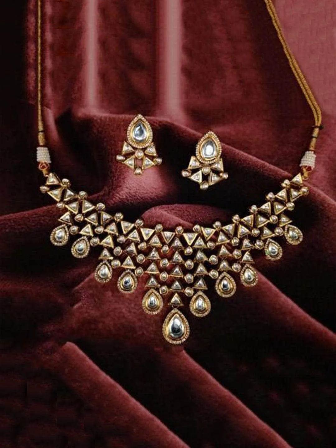 Triangular Drop Tassel Necklace And Earring Set