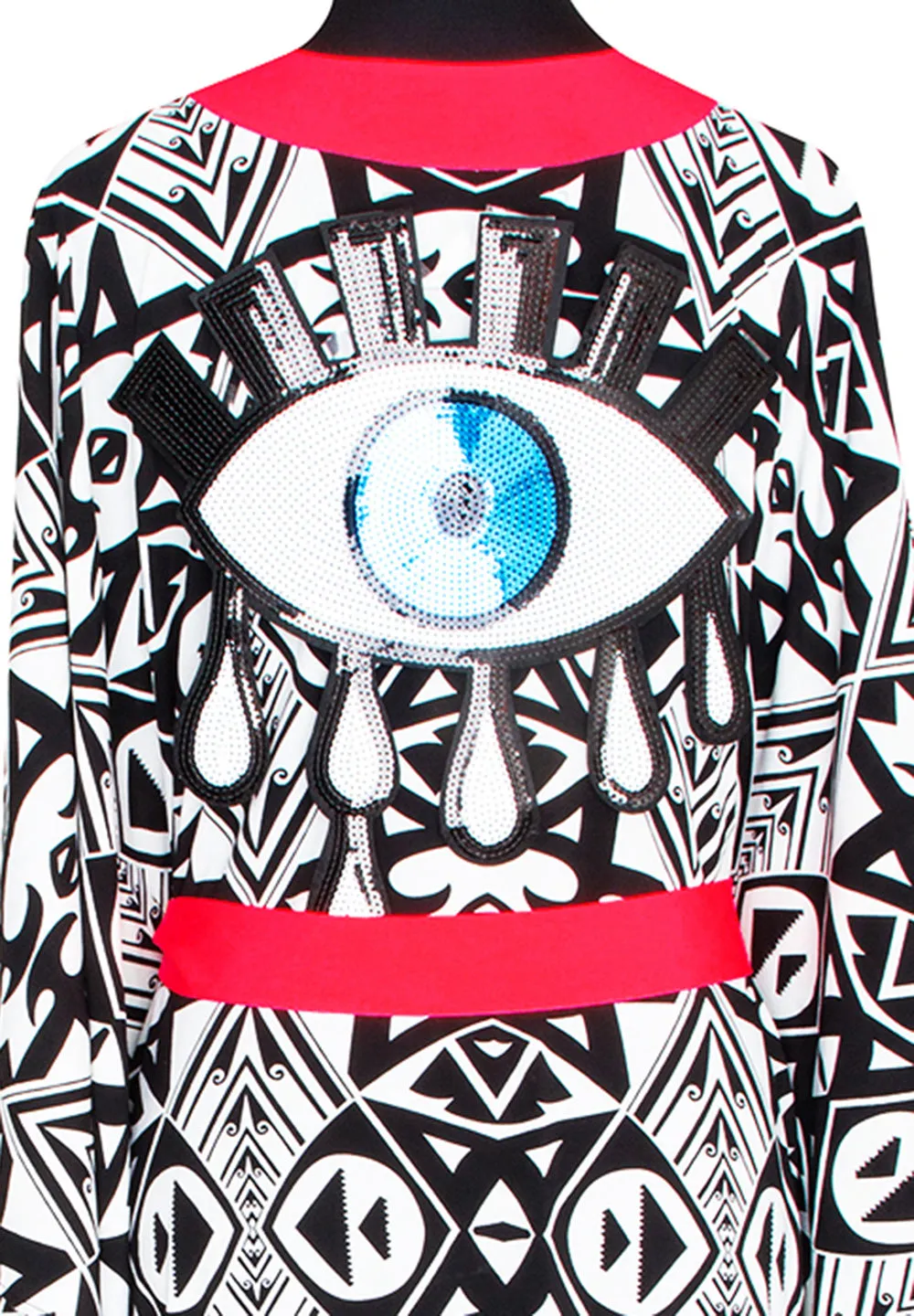 Tulum – Tribal Kimono Evil Eye (Neon Coral)