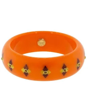 Yellow Sapphire Orange and Burgundy Bakelite Bangle